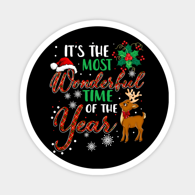 it's the most wonder time of the year Christmas Santa hat reindeer shirt - Christmas family matching shirt gift Magnet by TeesCircle